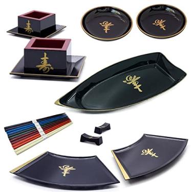 Imagem de Kit Jogo De Jantar Japonês Oriental Sushi Sashimi Com Barca