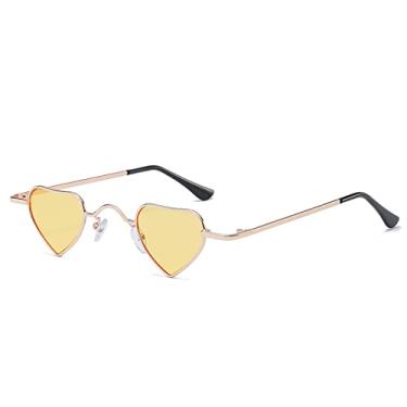 Imagem de Óculos de sol em forma de coração vintage punk feminino masculino armações de metal retrô óculos de sol óculos de sol óculos de sol uv400, 8, tamanho único