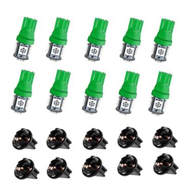 Imagem de 10 pacote T10 194 168 Lâmpada LED 158 PC194 PC195 PC160 PC161 PC168 Medidor de painel de instrumentos Painel de painel de instrumentos Lâmpada automotiva verde