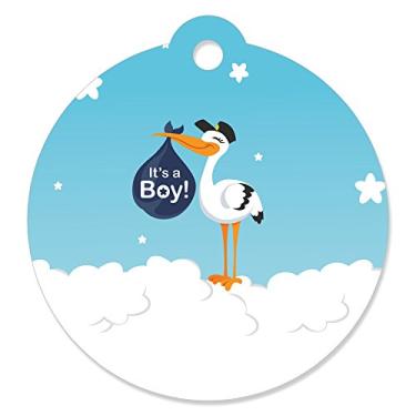 Imagem de Etiquetas de presente para chá de bebê Boy Special Delivery - Blue It's A Boy Stork (conjunto com 20)