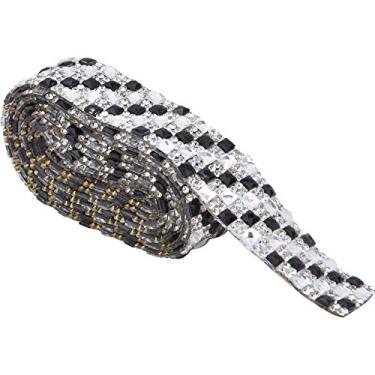 Imagem de 1 jarda multicolorido cristal cristal strass corrente fita hotfix vestido de casamento decoração de roupas sapatos bolsa chapéu acessório artes artesanato (5 fileiras branco + pr