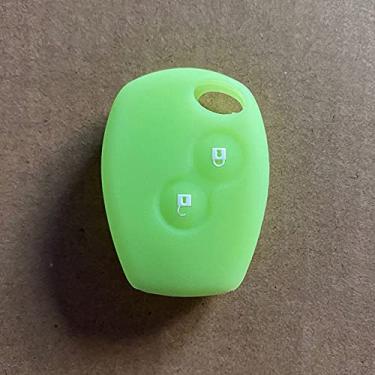 Imagem de YJADHU Capa de chave de carro de silicone, capa de chave remota, apto para Renault 2 botões Kangoo Dacia Scenic Megane Sandero Captur Twingo Modus, verde fluorescente