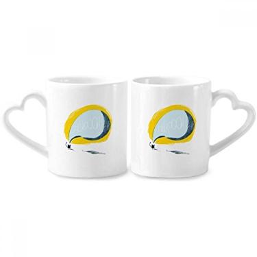 Imagem de Universe Alien Monster Cat In The Night Conjunto de canecas de porcelana para casais, copo de cerâmica para amantes, alça de coração