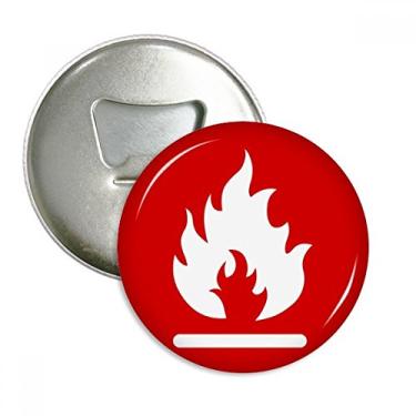 Imagem de Abridor de garrafas quadrado vermelho fogo com ímã de geladeira emblema multifuncional