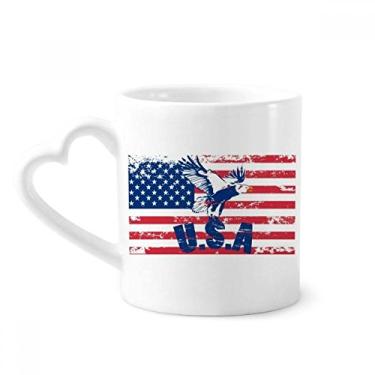 Imagem de Bandeira dos EUA Haliaeetus leucocephalus Caneca de águia café cerâmica copo de coração...