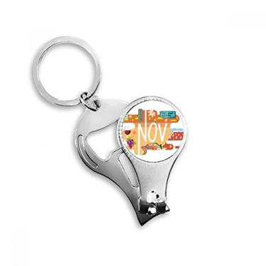 Imagem de Ilustração da temporada do mês de novembro de anel de alicate de unha chaveiro abridor de garrafas cortador