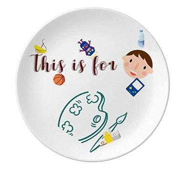 Imagem de Sketchpad Colorido Pintura Prato de Porcelana Prato de Jantar Redondo Menino Homem