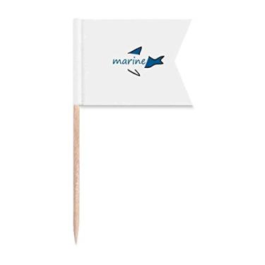 Imagem de Papel de texto de peixe Art Deco presente moda palito bandeiras de identificação para bolo de festa prato de queijo