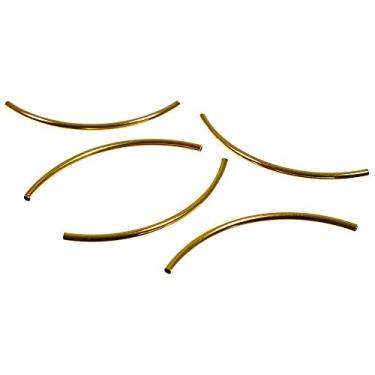 Imagem de West Coast Paracord Contas de tubo curvo de 50 mm – Miçanga espaçadora de tubo redondo – 50 x 2 mm – Joias e artesanato (latão, pacote com 50)