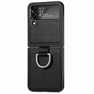 Imagem de Capa de couro fosco com proteção contra queda para Samsung Galaxy Z Flip 4 5G Flip4 Flip3 Flip 3 capa fina anti-riscos, preta, para Samsung Z Flip 3