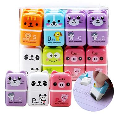 Imagem de LUGU 6 pcs Bonito Animal Bor cha Lápis Dos Desenhos Animados Pequenos Bor chas Rolo de Bor cha A gos de Papelaria pa Escritório Escola Crianças Al s
