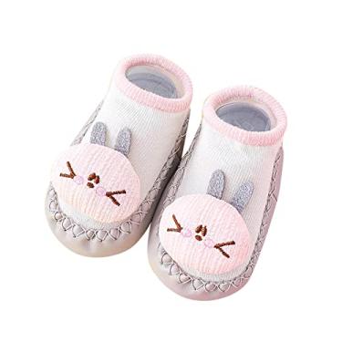 Imagem de Sapatos de tênis para meninos verão e outono confortáveis sapatos infantis fofos de desenho animado coelho gato bebê (cinza, 0-6 meses)