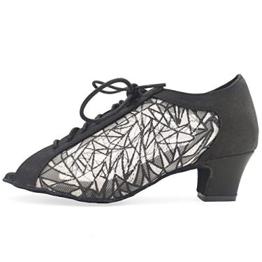 Imagem de Sapatos de dança Practise preto e cáqui 4,5 cm Sapatos de salão feminino evk016, Preto, 6