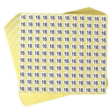 Imagem de dealzEpic Adesivos autoadesivos redondos número 16 - adesivos organizadores de inventário/armazenamento - Conjunto de 15 folhas (amarelo)
