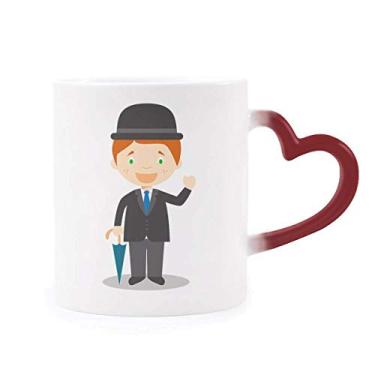 Imagem de Caneca preta masculina Inglaterra desenho sensível ao calor vermelha muda de cor