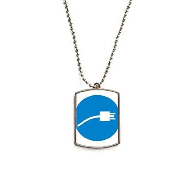 Imagem de DIYthinker Cabo de carregamento azul, corrente de aço inoxidável, pingente, colar para animais de estimação