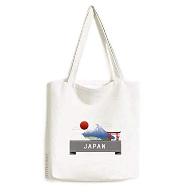 Imagem de Bolsa sacola de lona com estampa de trilho de sol vermelho com montagem japonesa, bolsa de compras casual
