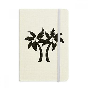 Imagem de Caderno de desenho de planta de coqueiro, preto, capa dura em tecido, diário clássico