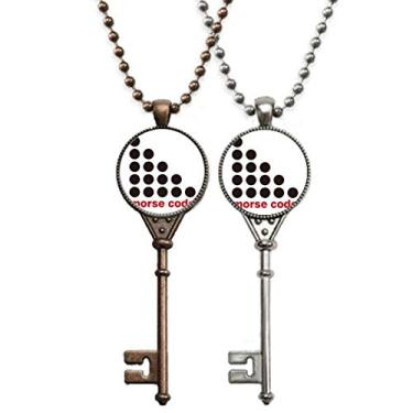 Imagem de OFFbb-USA Colar com chave de código Morse de ponto a ponto, joia para decoração de casal