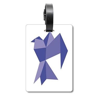 Imagem de Roxo, origami, estampa abstrata, pombo, bolsa, etiqueta de bagagem, etiqueta para pendurar cartão
