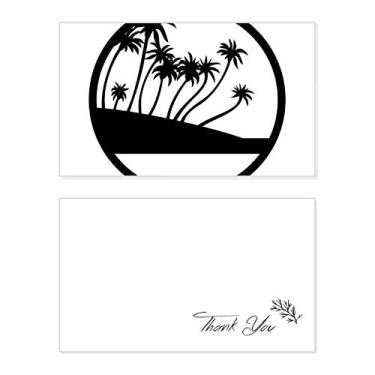 Imagem de Planta de coqueiro, preto, praia, cartão de agradecimento, aniversário, cumprimentos, casamento, agradecimento