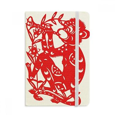 Imagem de Caderno Papercut com estampa de macaco do zodíaco, flores chinesas, capa dura oficial, diário clássico