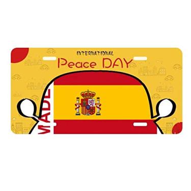Imagem de DIYthinker Placa de licença Made in Spain Country Love para decoração de carro, dia da paz