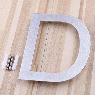 Imagem de Placa de casa flutuante 3D de 12,7 cm, número 0-9 letra ABCD, placa de porta de alfabeto digital de aço inoxidável, para hotéis, endereço ao ar livre, placa de correio, prata, método de parafuso, antiferrugem, durável