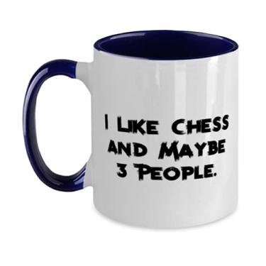 Imagem de New Chess, I Like Chess and Maybe 3 People, Linda caneca de aniversário em dois tons 325 ml para homens e mulheres