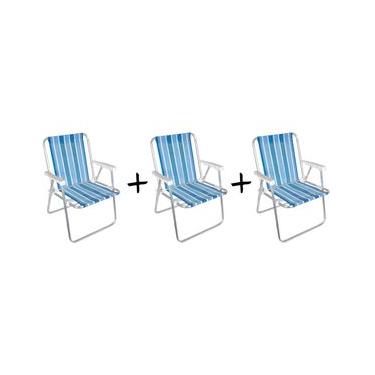 Imagem de Kit com 3 cadeiras de praia Alta Alumínio Mor 2101 Sortido