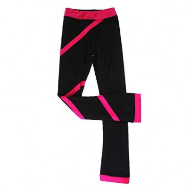 Imagem de Roupas femininas de treino de patinação artística mais calças de veludo, Vermelho rosa, 12-14 Anos