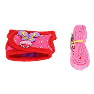 Imagem de Arreios e trela, Conjunto de arnês e trela para filhotes de cachorro Conjunto de arnês de trela, para hamster de coelho(vermelho, M)