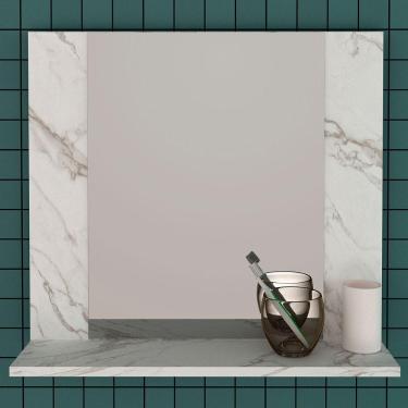 Imagem de Armário De  Banheiro 1 Prateleira Mármore Branco Bn3610 - Tecno Mobili