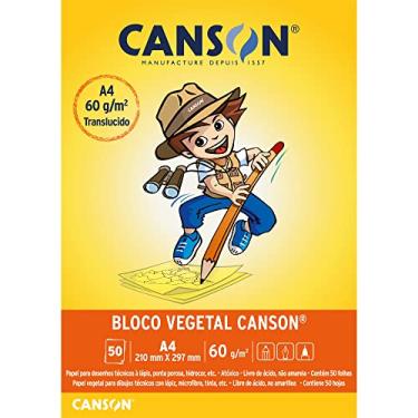 Imagem de CANSON Escolar, Papel Vegetal Semitransparente em Bloco, Tamanho A4
