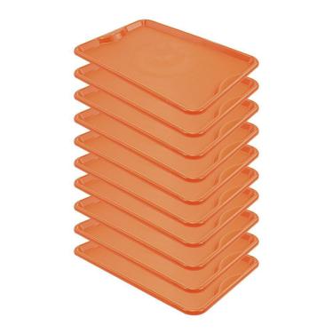 Imagem de Conjunto 10 Bandejas Plásticas Self-Service Refeição 48 x 32,5 x 2 BR-100 Laranja - Della Plast