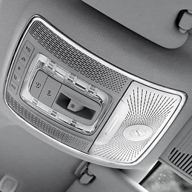 Imagem de Painel de lâmpada de leitura de carro de aço inoxidável adesivos decoração de fibra de carbono interior guarnição capa para Mercedes Benz GLS63 X167 450 GLE53 AMG W167 350 400d GLE Coupe C167 acessório (com estojo de óculos)