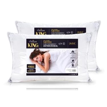 Imagem de Kit 02 Travesseiros Premium King 90cm x 50cm Suporte Firme 140 Fios 100% Algodão Lavive