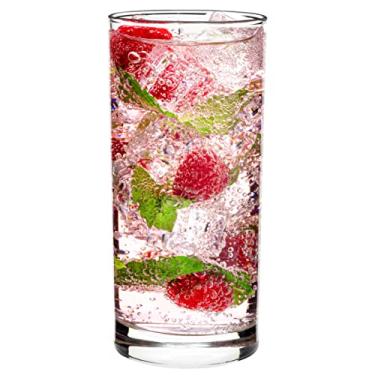 Imagem de Vikko Copos de água, conjunto de 4 copos para beber, copo grosso e durável, copos de cozinha de 350 ml de altura, copo de vidro highball seguro para lava-louças, copos resistentes