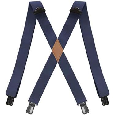 Imagem de Suspensório Suspensório Adulto Masculino Suspensório Masculino Suspensório Largo 4 Clipes Alças Elásticas Suspensórios De Trabalho Tipo X Alça Ajustável Jockstrap Masculino,Marinha,YUYANAIAI