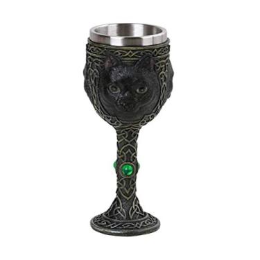 Imagem de PT Celtic Black Cat colecionável estatueta de resina bebedouro com interior removível de aço inoxidável