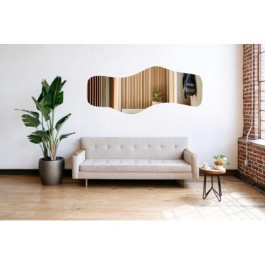 Imagem de Espelho Orgânico Luxo Grande 170 X 70 Corpo Inteiro Moderno Orgânico Luxo Lapidado Com Suporte