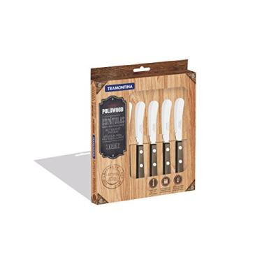 Imagem de Conjunto De Espátulas Para Manteiga Tramontina Polywood Com Lâminas Em Aço Inox E Cabos De Madeira Tratada Castanho 6 Peças