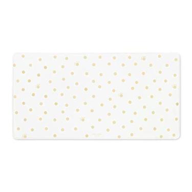 Imagem de Almofada de mesa decorativa, teclado e mouse pad de couro vegano, ponto dourado com escrita