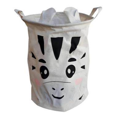 Imagem de Cesto Organizador Roupas Brinquedos Infantil Bebê Tecido Dobrável 40cm (Cinza - Zebra)