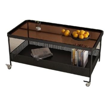 Imagem de Mesa lateral mesa de centro de vidro retangular, sala de estar pequena simples pode mover vários lados, mesa criativa mesa de centro doméstica para sala de estar (cor: B, tamanho: 100cm)