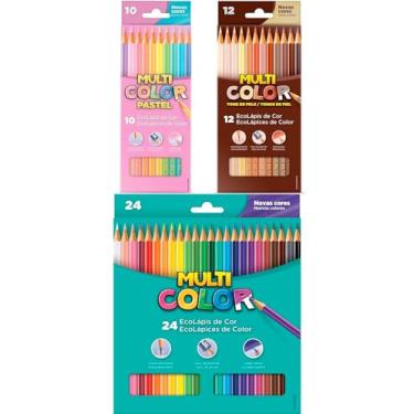 Imagem de Kit EcoLápis de Cor Multicolor Sextavado 24 Cores + Tons Pastel 10 Cores + Tons de Pele 12 Cores
