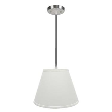 Imagem de Aspen Creative, Luminária de teto branca 72682-11 um pendente pendente com abajur de tecido império com encosto duro transitório de 33 cm de largura