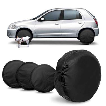 Imagem de Capa Protetora de Roda Aro 13 14 Proteção Contra Xixi de Cachorro Impermeável com Elástico 4 Peças para Pneu do Carro