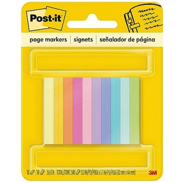 Imagem de Post-it - Marcadores de página Post-It, 1/2", 500 tiras, pacote com 10, cores brilhantes, vendidos como 1 pacote, MMM67010AB