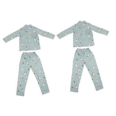 Imagem de 2 Conjuntos Pijama De Gato De Lapela Pijamas Infantis Pijamas Para Homens Pijama Feminino Camisola Fato De Treino Mulher Algodão Doce